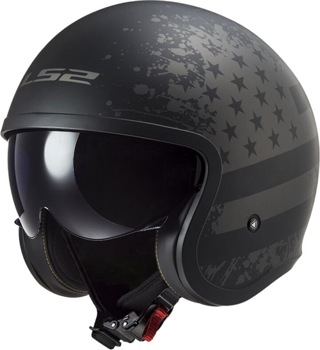 LS2 Helm Spitfire II Black Flag OF599 mat zwart maat XL