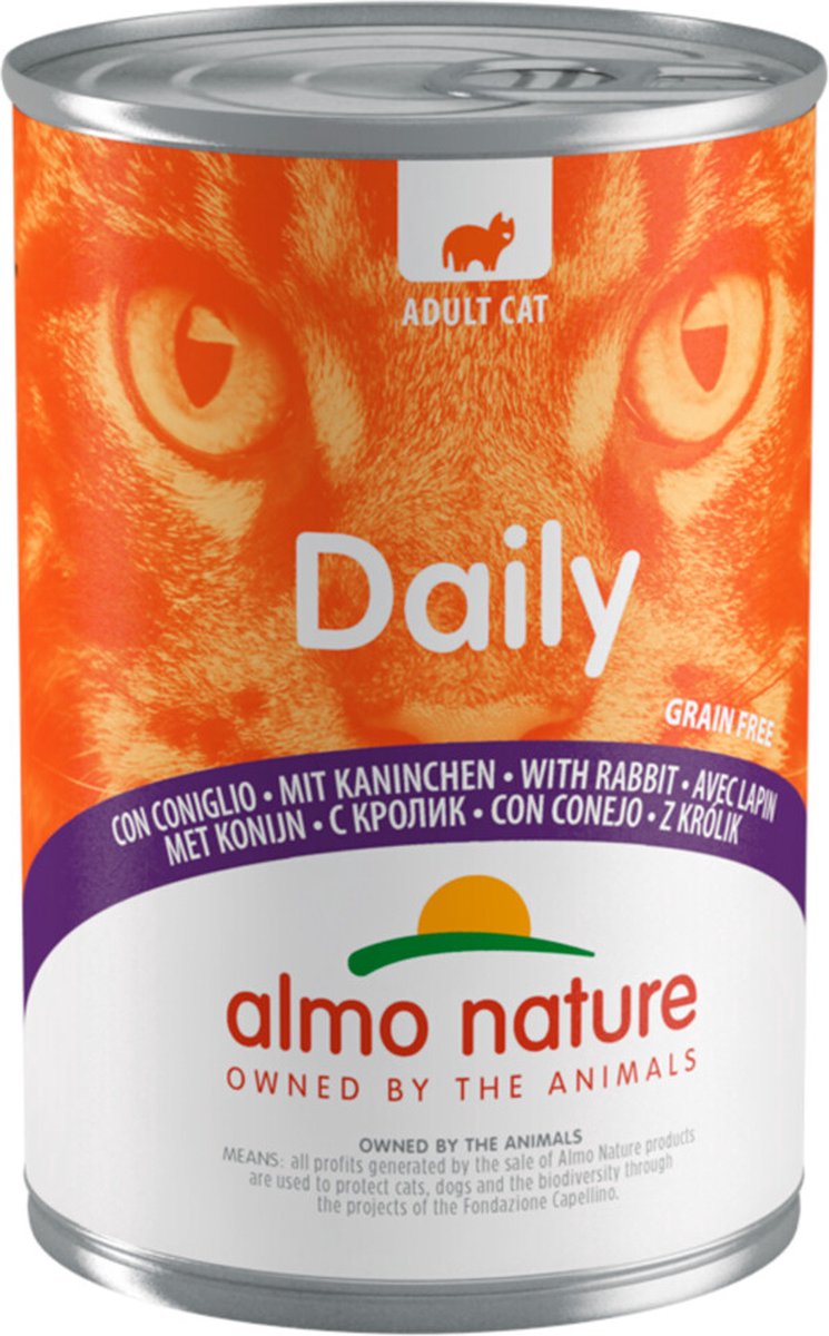 36x Almo Nature Daily Menu Kattenvoer Nat Blik Konijn 400 gr