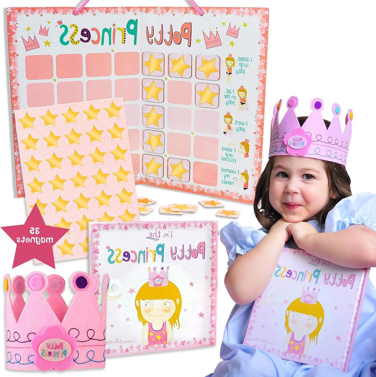 Goedkoopste Potty Training Gift Set - Prinses Boek Potty Chart Stermagneten - Meisjes - Kasteel Geschenkdoos