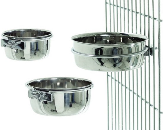 Duvo+ Vogel Eetkom Inox + 1 Vijs Ø9.5 cm - Kooi Accessoire - S