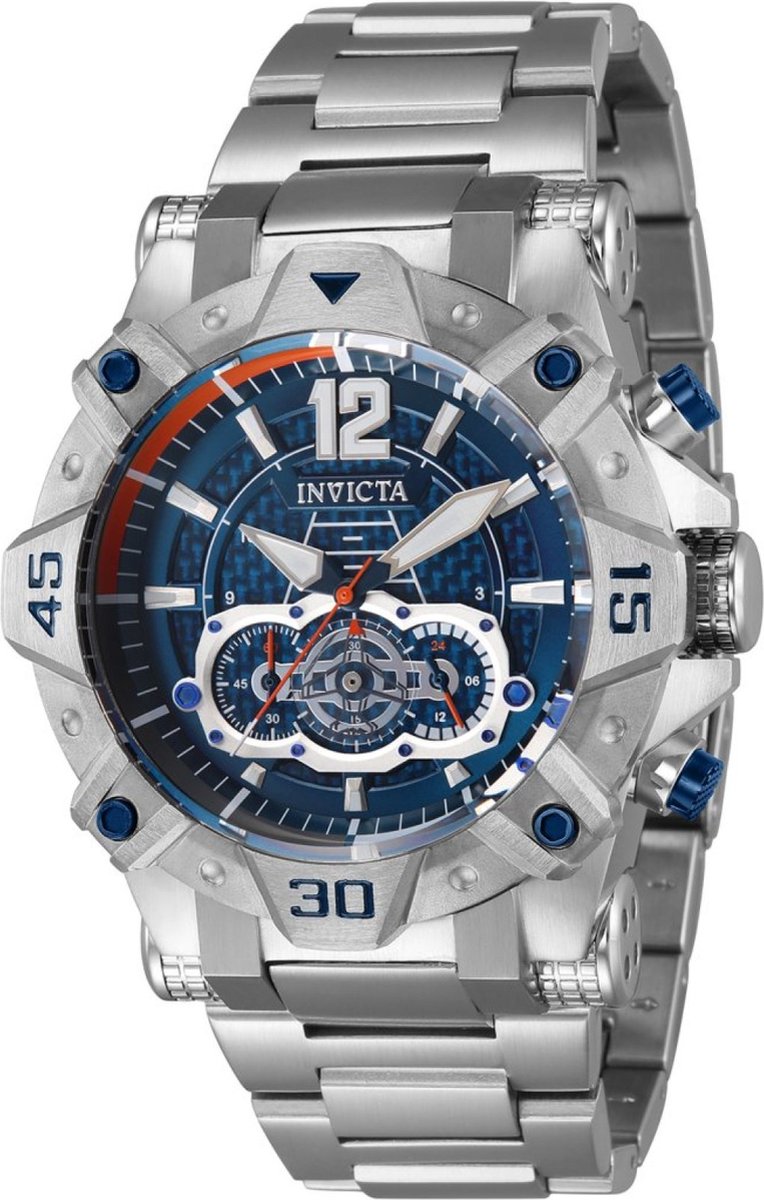 Invicta Aviator 40169 Heren Horloge - Waterdicht - Analoog - Quartz Uurwerk - Roestvrij Staal met blauwe Wijzerplaat -52mm