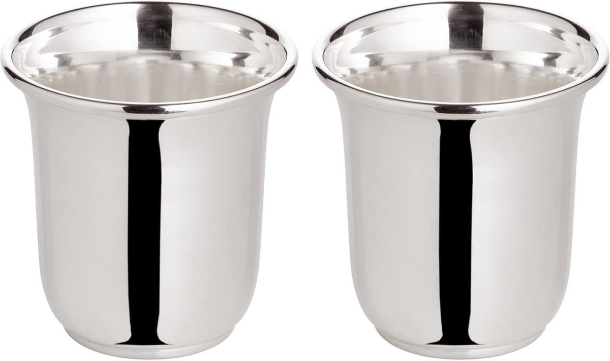Set van 2 borrelbekers - 5 cm - 4 cl - zwaar verzilverd