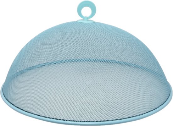 Set van 4x stuks metalen vliegenkappen/voedselkappen lichtblauw rond 35 cm - Afdekkappen/vliegenkappen van Benson — afbeelding 2