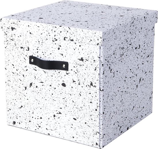 BIGSO BOX OF SWEDEN LOGAN opbergdoos met deksel, grote klapbox voor kleding, speelgoed, enz., opbergdoos met handvat van vezelplaat en papier, goud gespikkeld