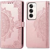 imoshion Étui adapté pour Oppo Reno 12 Pro avec porte-cartes - Bookcase imoshion Mandala - Or rose