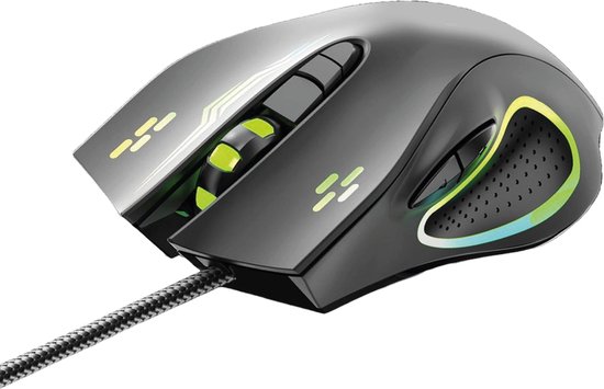 Gaming Muis - Bedrade Computermuis - Duimsteun - RGB Verlichting - 7 Aanpasbare Knoppen - 800 t/m 3200 DPI - Fire Knop - Ergonomische Game Muis