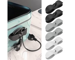 netsnoer organizer - Snoerorganizer voor keukenapparatuur, 6-Stuks Kabelhouder zelfklevend voor elektrische apparatenr, snoeroproller voor apparaten, snoerwikkelaar, lijm voor blender, airfryer, keukengadgets (wit, grijs, zwart)