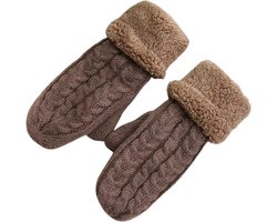 Kabelgebreide Dames Wanten met Warme Voering – Bruin – Gebreide Winter Handschoenen – Trendy & Comfortabel