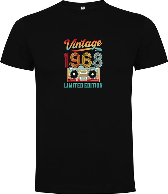 T-shirt Zwart avec imprimé « Vintage 1968 » en couleur Taille 2XL