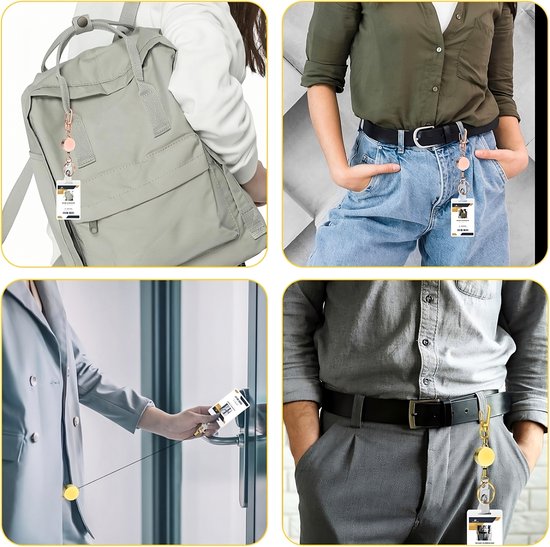 Fushing 10 karabijnhaken, ID-kaart, badge, clips met riemclip, spoelen, met badgehouder, clips, zwart Fushing 10 karabijnhaken, ID-kaart, badge, clips met riemclip, spoelen, met badgehouder, clips, zwart