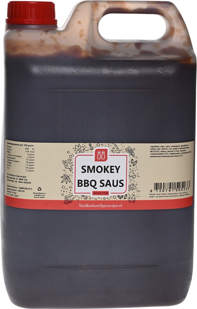 Van Beekum Specerijen - Smokey BBQ Saus - Jerrycan 5,5 KG