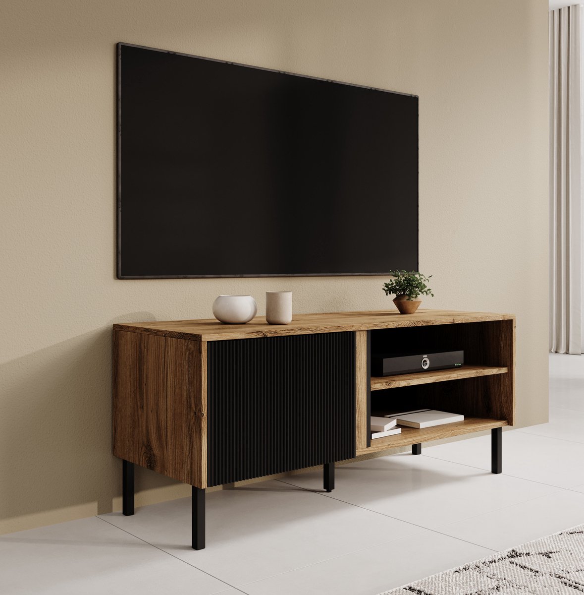 MEUBELLA TV-Meubel Margareth - Eiken - 120 cm Bruin
