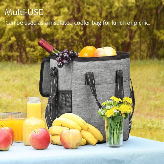 Koeltas gevoerd met handvat en schouderriem voor wijn- en bierfles - picknickmand voor reizen - vrouwen/mannen bottle bag van KOEL — afbeelding 4