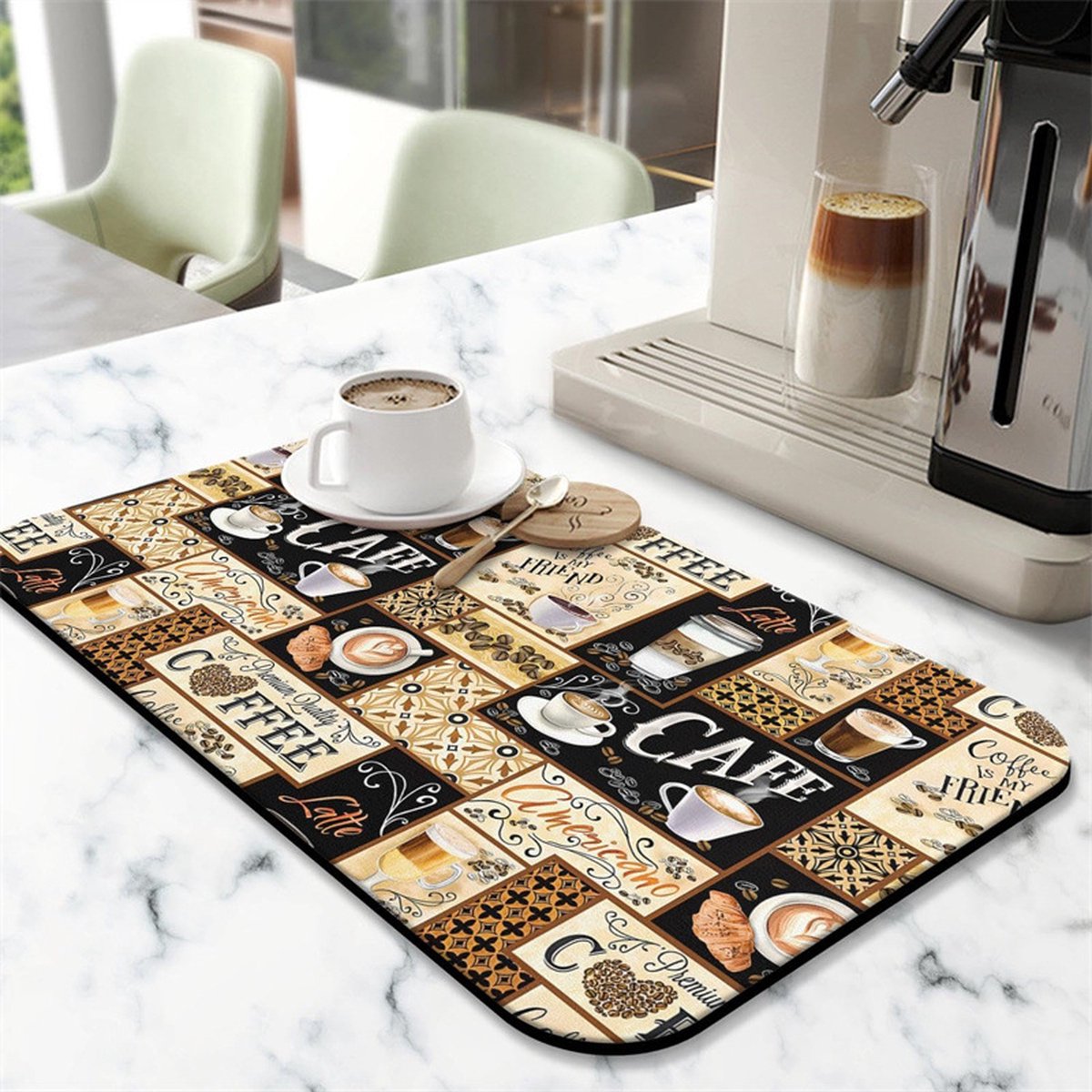 Goedkoopste Keuken Superabsorberend afvoerkussen Keukenwerkblad Verberg vlekken Anti-absorberend kussen Antislip aanrechtbeschermer Gootsteenafvoerkussen Anti-overloopkussen Antislip rubberen achterkant Geschikt voor gerechten Koffiebar Aanrecht