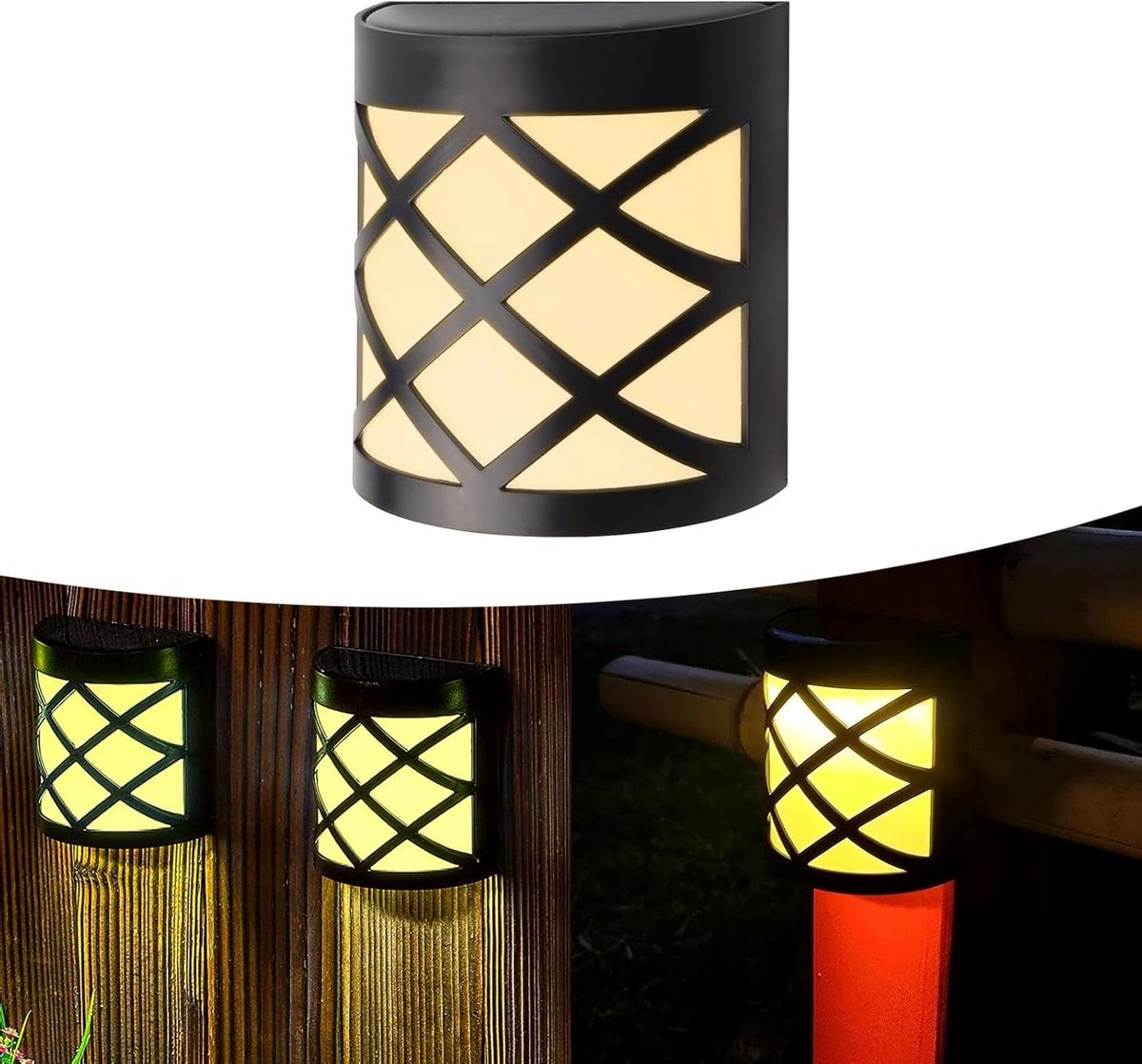 Tuinverlichting op Zonne-energie warm wit licht mesh-schaal wandlamp omheining IP55 waterdicht tuinhek terras dek binnenplaats balkon- 1 stuk