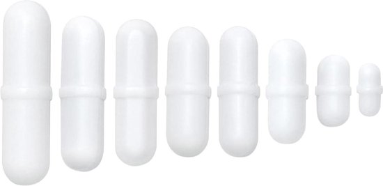 QUARKZMAN Magneetroerstaaf voor magneetroerder, cilindrische vorm, PTFE- coating, witte magneet, 25 mm/1 inch, voor laboratorium, 10 stuks