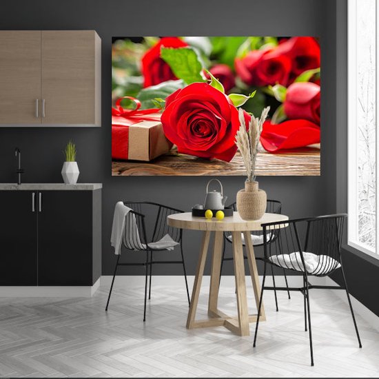 Rozen wanddecoratie - Bloemen schilderij - Glas schilderijen Lint - Schilderijen op glas industrieel - Plexiglas - Woonkamer accessoires acrylglas 75x50 cm