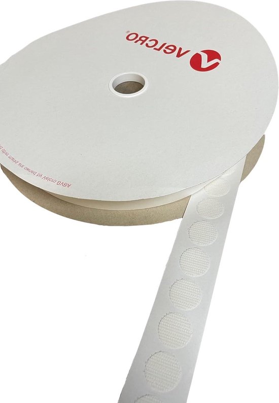 Velcro® Merk witte stok op munten naar keuze van haak & lus 22 mm, kleverige stippen dubbelzijdige zelfklevende pads, kleverige munten, sterke zelfklevende stippen (lus en haak, 1000 munten (volledige