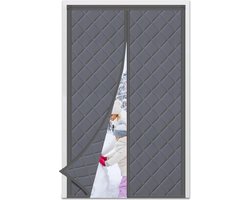 Vintoney Magnetisch, thermisch deurgordijn, 100 x 220 cm, deurhoes om warm te blijven, extern zichtbare geïsoleerde deurhoes, universeel, linker en rechter deurhendels, grijs