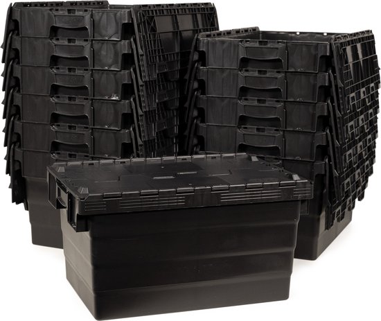 Foto: Begra opbergbox 12 stuks 60 x 40 x 32 cm stapelbaar magazijnbak opslagbak euronorm stapelbak