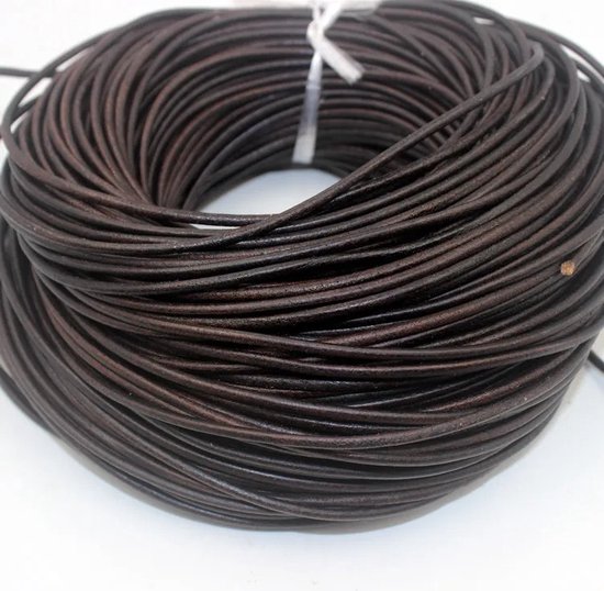 Bolaband - Gevlochten leren koord 15 mm diameter, lengte selecteerbaar - Dikke leren band - Voor sieraden, om op te hangen - Creatieve projecten, DIY - België
