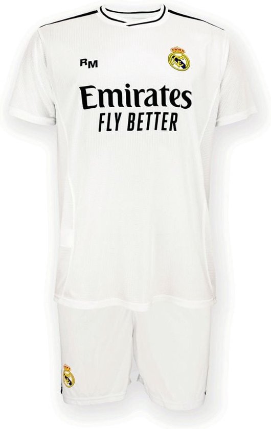 Foto: Real madrid thuis tenue 2024 2025 maat 152 voetbaltenue kinderen shirt en broekje jongens meisjes 100 polyester wit