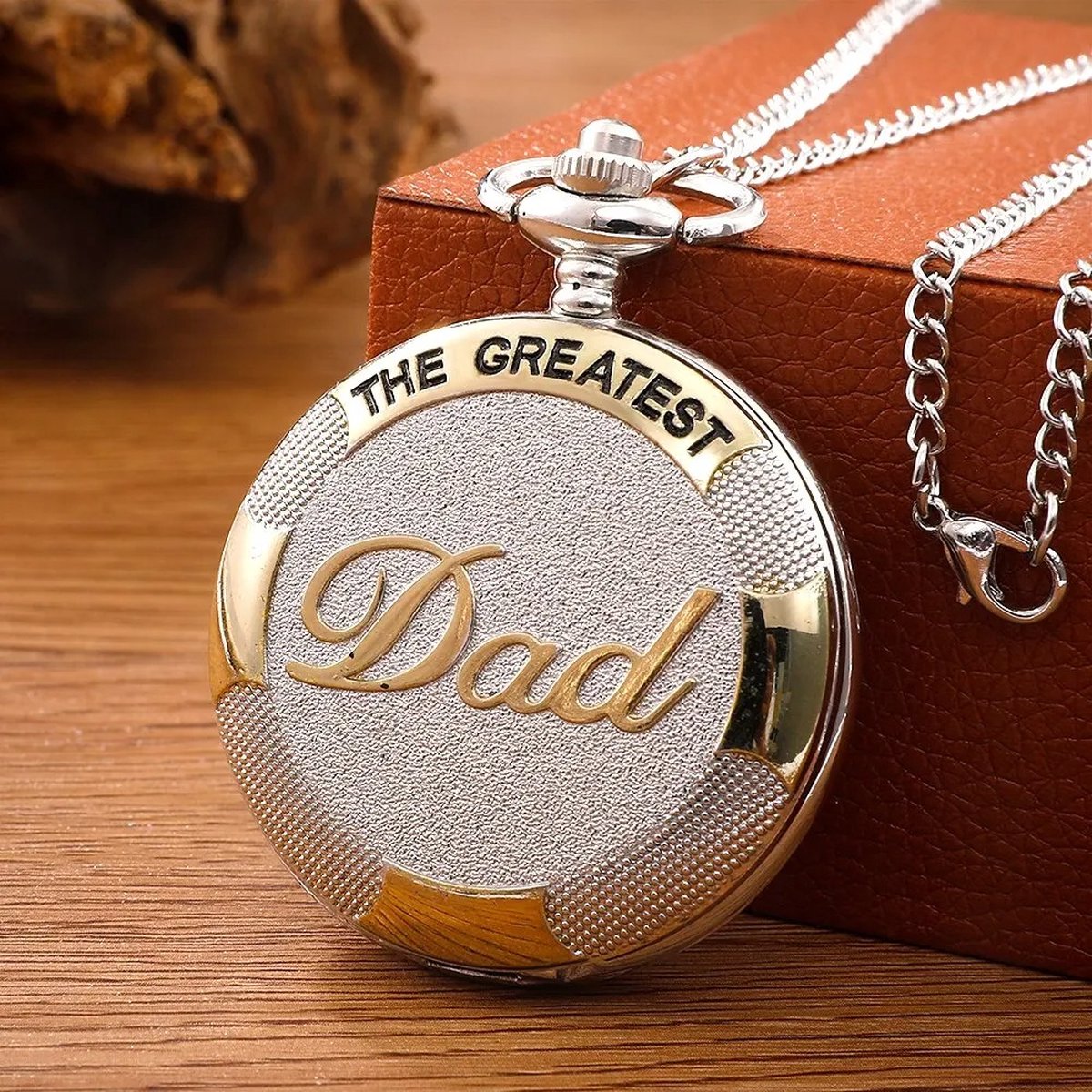 WiseGoods Luxe Zakhorloge Heren - Vaderdag Cadeau - Vintage Horloge Man - Horloges Mannen - Beste Papa - Geschenk - Klok Zilver