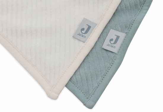 Jollein - Slab Bandana - Katoen - Slabbetjes Baby - 2 Stuks - Velvet Rib Sea Green/Ivory - 2 Stuks van Jollein — afbeelding 3