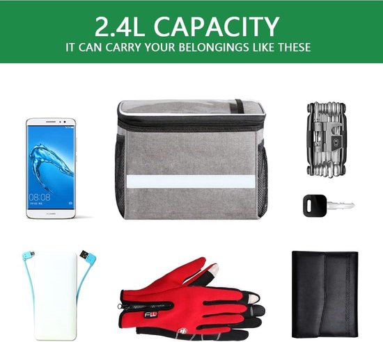 Handlebar Bag for Bicycle Mobile Phone Holder - 6.8 Inch Cool Bag Keeps Food Hot or Cold - Frame Bag Accessories for MTB Road Bike van Lruvdox — afbeelding 5