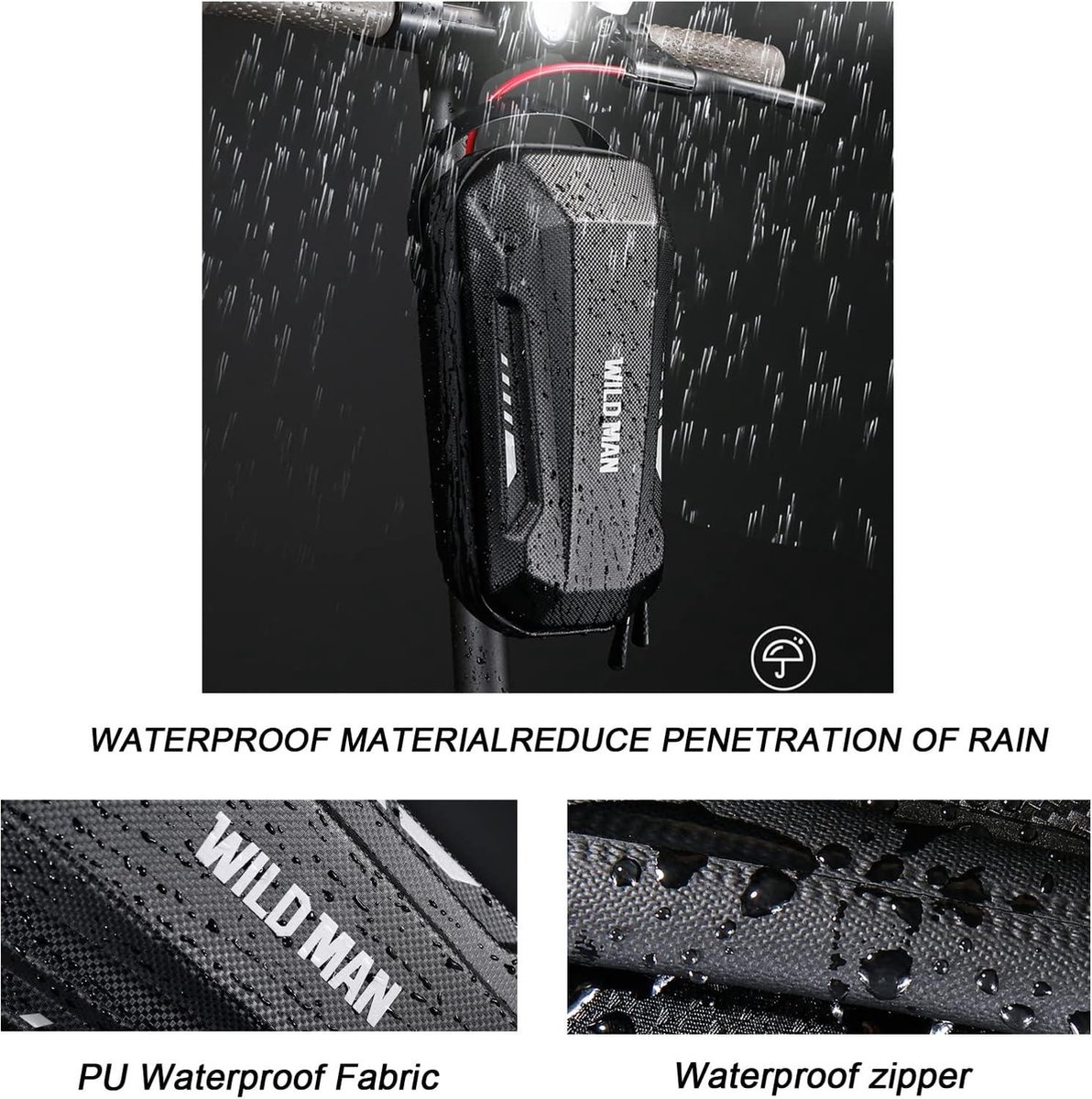Waterproof Large Front Pocket E-Scooter Bag for Handlebar Roller Front Tube