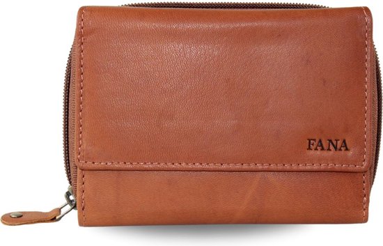 Fana Bags Portefeuille Femme en Cuir Cognac - Cuir Portefeuille Femme Cuir Véritable - Cadeau de Noël - Fête des Mères
