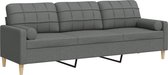 vidaXL - 3-zitsbank - met - sierkussens - 210 - cm - stof - donkergrijs