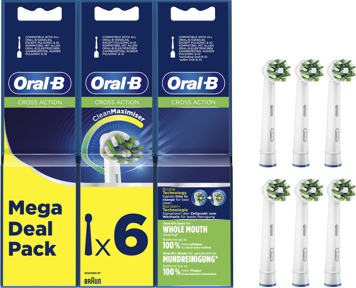 Oral-B CrossAction - Met CleanMaximiser-technologie - Opzetborstels - 6 Stuks