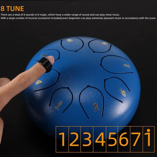 15 cm 8 Tone D Key Stalen Tongtrommel - Voor Beginners - Handpan Drum Percussie - Drumsticks Tas Vinger Cover - Muzikale Educatie Geluid Healing Meditatie kamperen voor beginners van MIFOGE — afbeelding 4