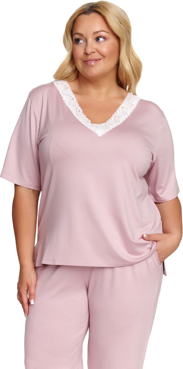Doctor Nap Dames Pyjama Viscose Korte Mouw Lange Broek Viscose Papaya PB.7154 40 / Roze