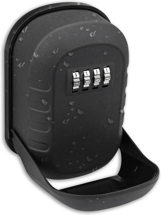 ENONEO Schlüsseltresor Schlüsselsafe mit 4-Stelliges Zahlencode mit wasserdichte Abdeckung Groß Schluesselbox Schlüsselkasten Wandmontage Draußen Innen für Zuhause, Auto, Büros und Garagen (Schwarz