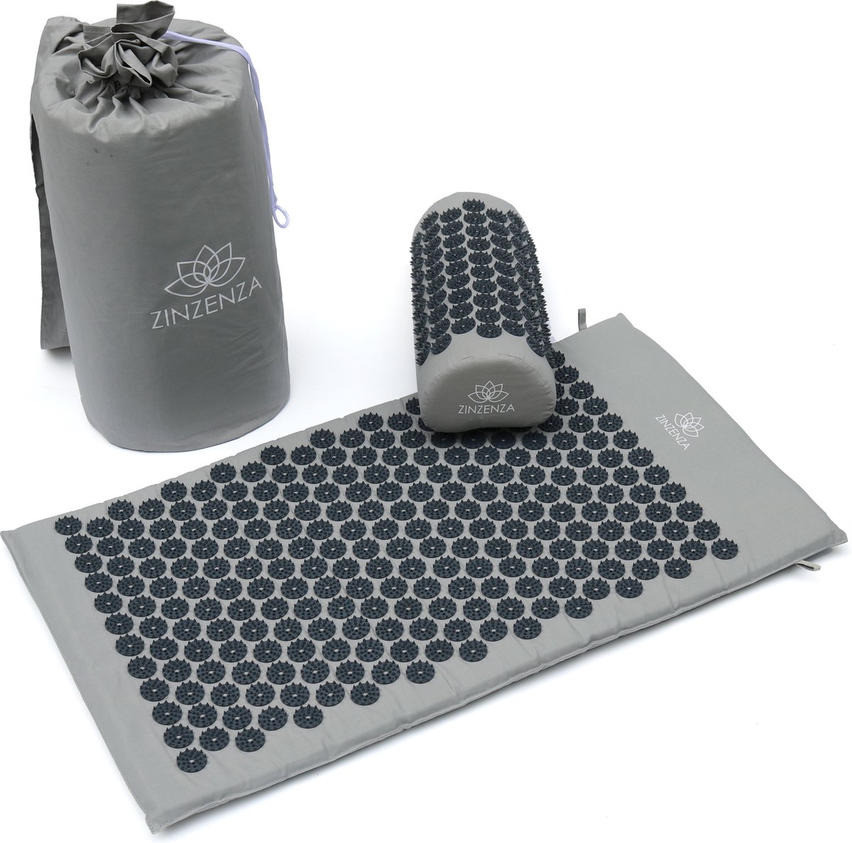 Goedkoopste Zinzenza - Spijkermat (acupressuur mat of shakti mat) met kussen - grijs