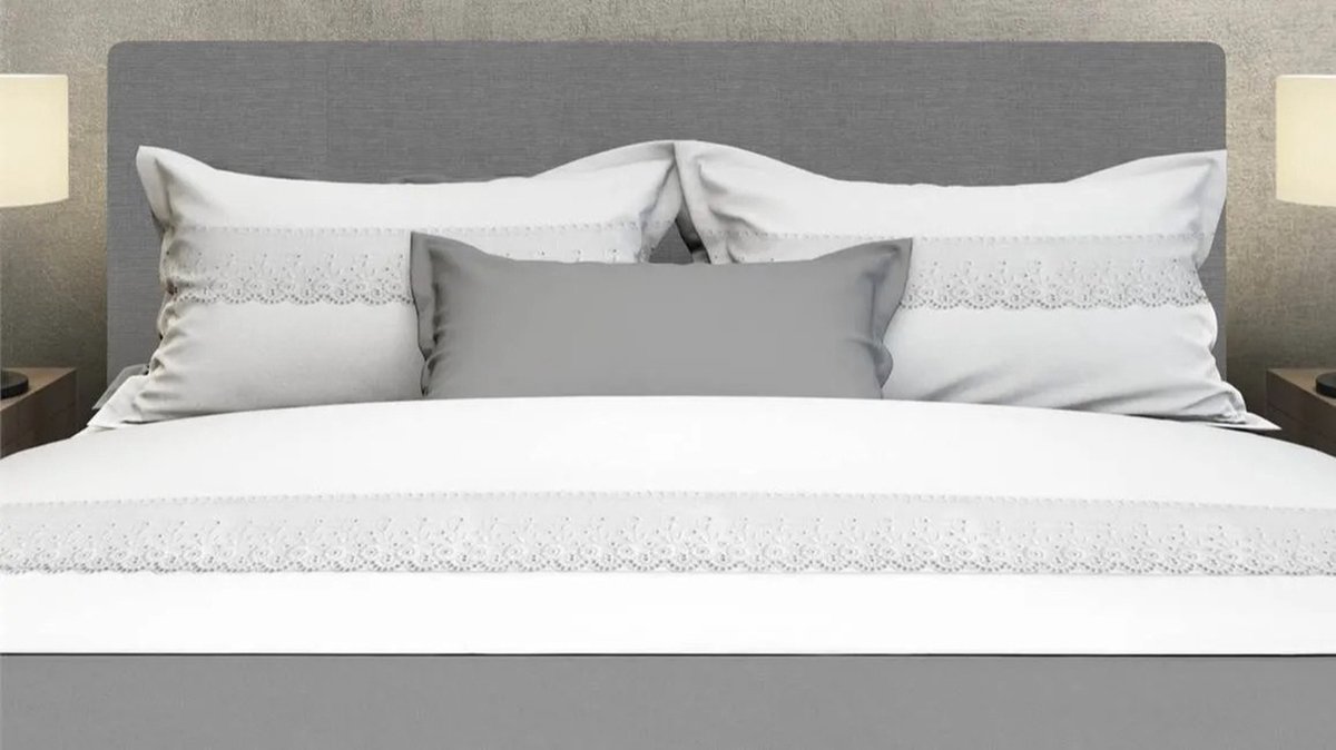 Romanette Vienna - Flanel - Dekbedovertrek - Eenpersoons - 140x200/220 cm + 1 kussensloop 60x70 cm - Wit