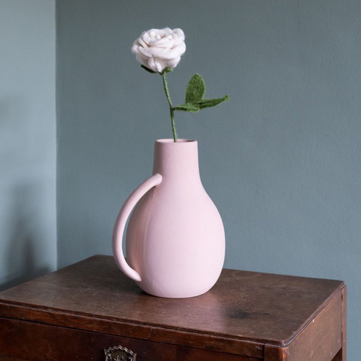 Sjaal met Verhaal Fairtrade Vilt - Bloem Roos Wit - 40cm - Homedeco