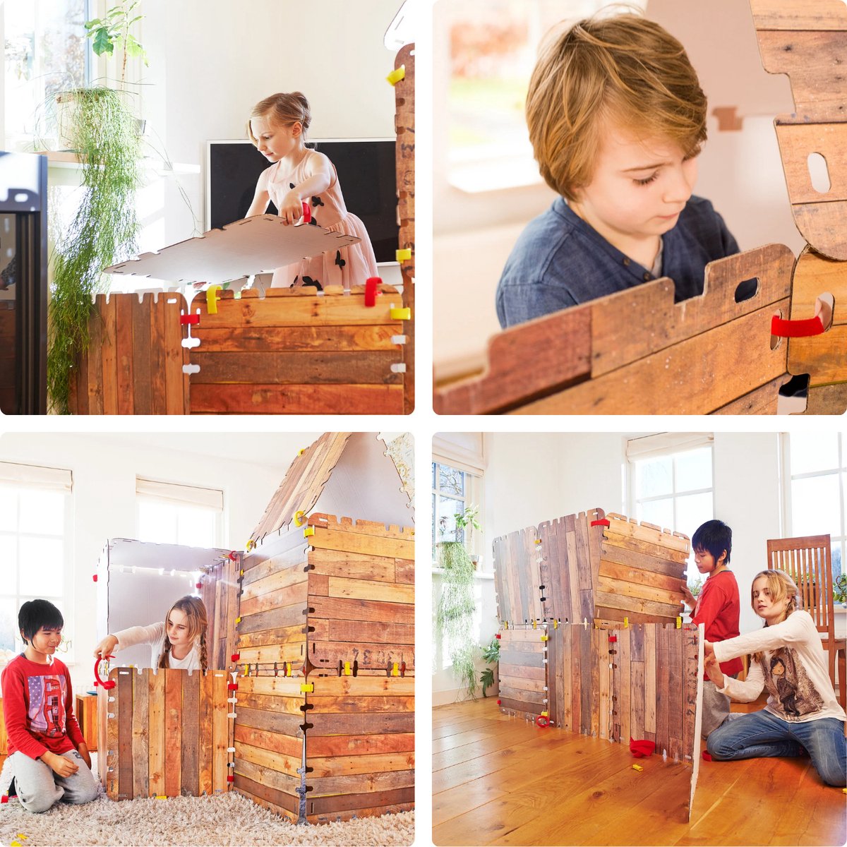 Fantasy Forts Large Set - Speelhuisje - 4 tot 12 jaar - 16 Platen - 16 Clips - 36 Klittenband stukjes - Hut bouwen - Bouwpakket kinderen — afbeelding 5