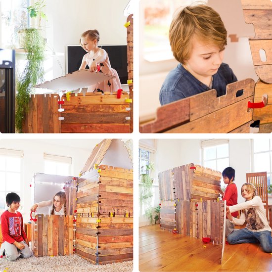 Fantasy Forts Large Set - Speelhuisje - 4 tot 12 jaar - 16 Platen - 16 Clips - 36 Klittenband stukjes - Hut bouwen - Bouwpakket kinderen
