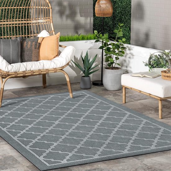 Enyhom Groot buitentapijt, 240 x 300 cm, robuust, plat weefsel, kunststof, picknickdeken, omkeerbare uv-bestendige campingmat, waterdicht, kleurecht, balkontapijt voor outdoor, camper, camping, terras