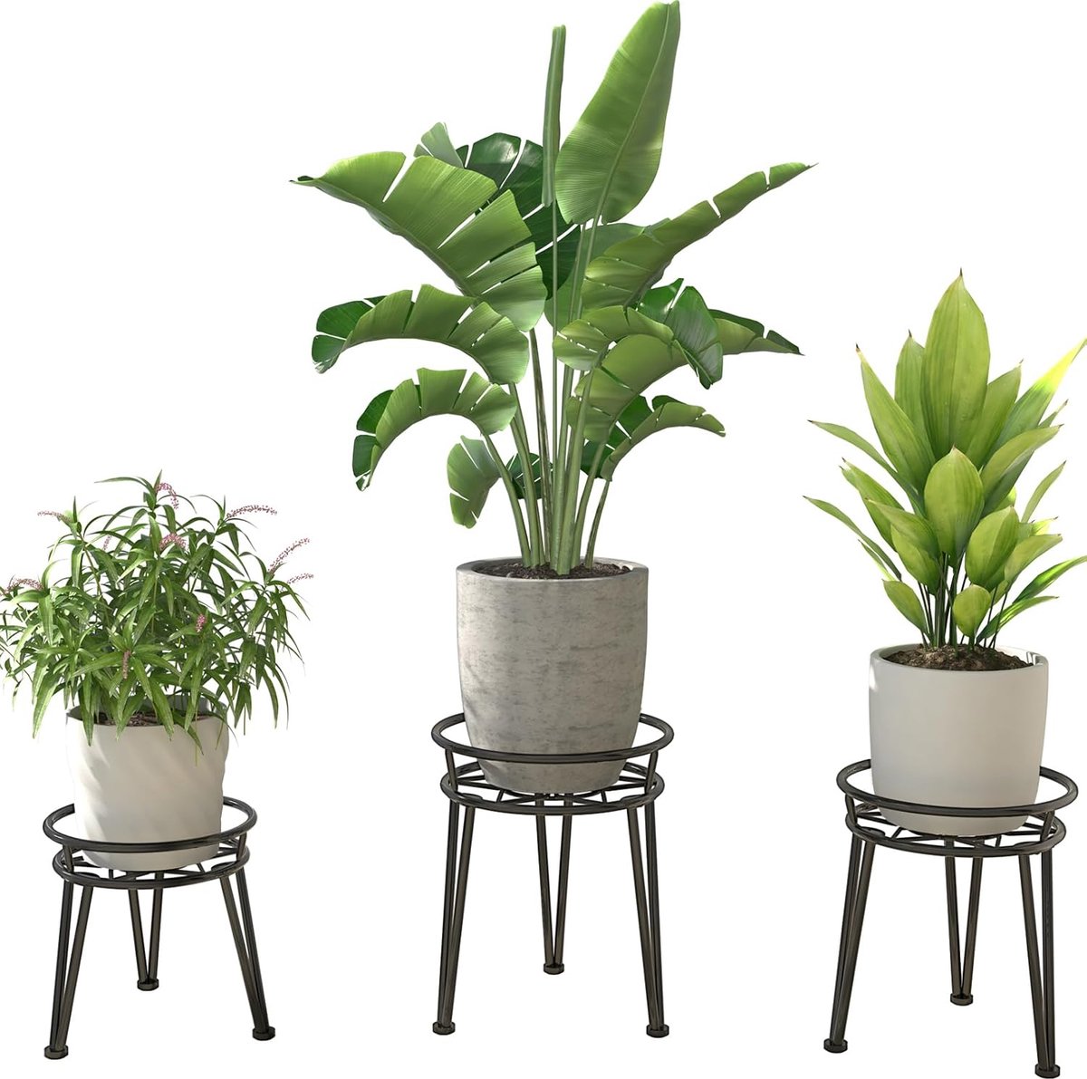 Luvetrex ® Decoratieve Set van 3 Plantenhouders voor Binnen en Buiten met Roestvrije IJzeren Constructie