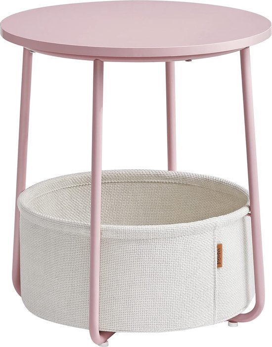 SONGMICS HOME LET286B01 Bijzettafel, nachtkastje, bijzettafel met 3 opbergplanken, stoffen mand, voor slaapkamer, woonkamer, stalen frame, 30 x 34 x 58 cm, industrieel, ebbenzwart