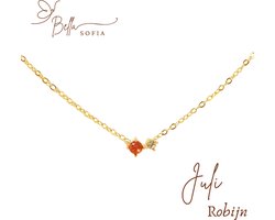 Bella Sofia® Geboortesteen Ketting Juli - Uniek Goudkleurig Dames Sieraad - Valentijnscadeau - Valentijnsdag - Valentijn cadeau voor haar