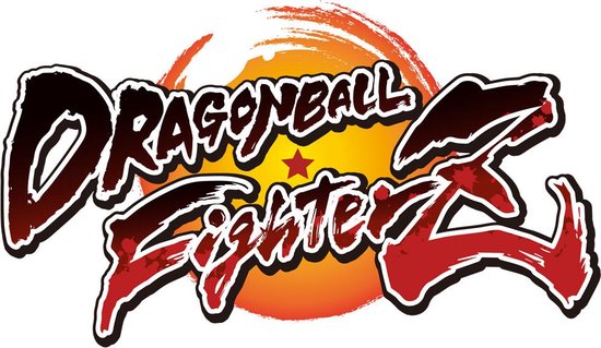 Logo van Dragon Ball FighterZ met rode en zwarte letters op een oranje cirkel.