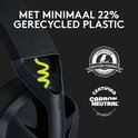 Casque Logitech G435 noir avec texte 'Avec au moins 22% de plastique recyclé'.