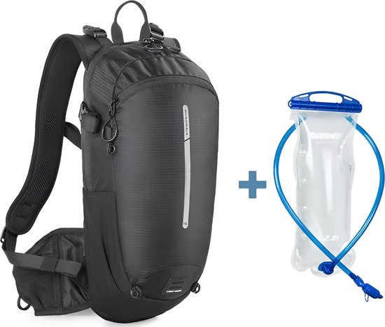 WoYoW® - Wandel Rugzak 12L - Waterdicht - Backpack Fietsen - 2L Waterzak - Zwart