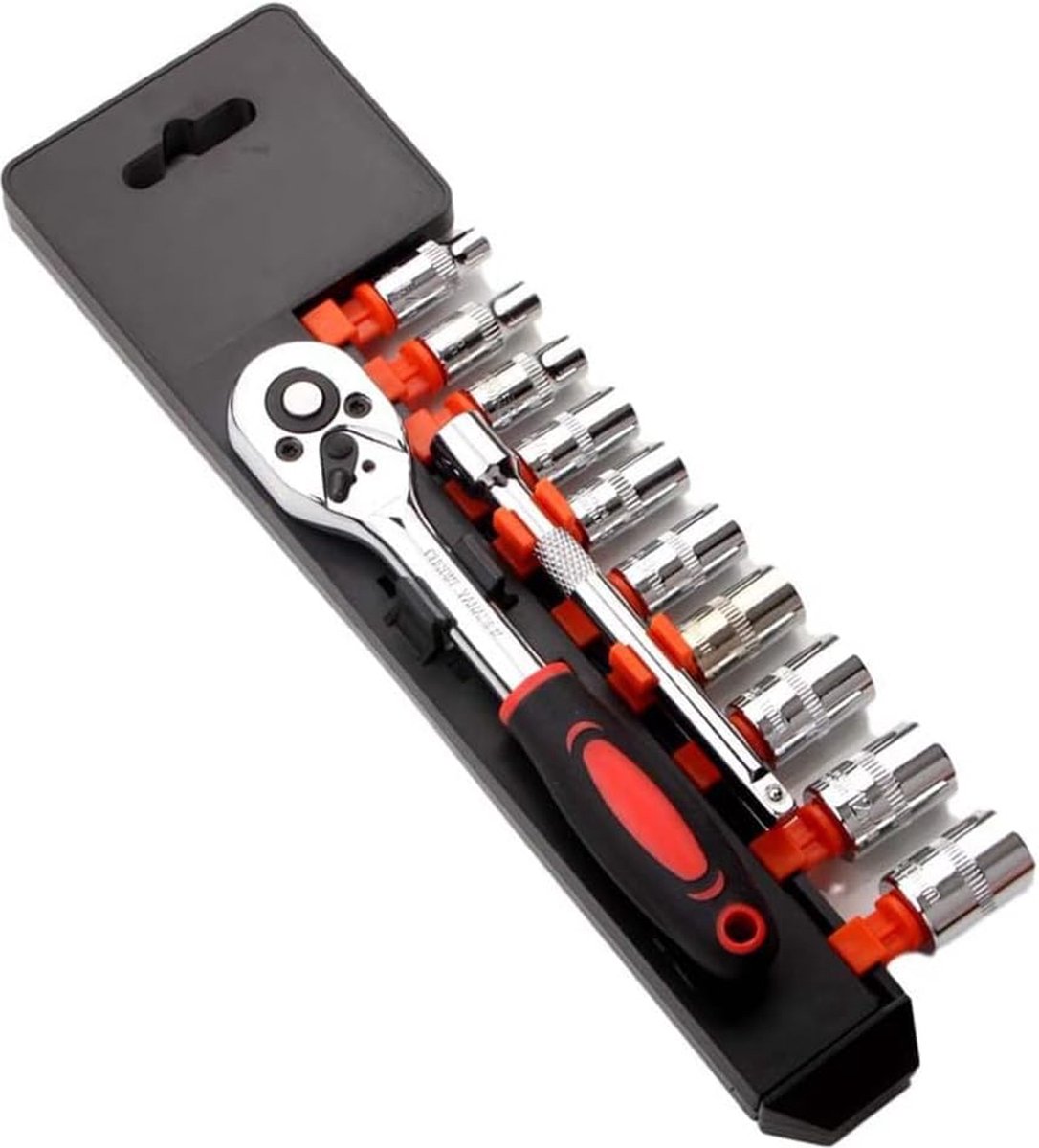 1/4" Ratelsleutelset Mechanische gereedschapsset en doppenset met omkeerbare ratelhandgreep en verlengstang met snelsluiting 12-delige set