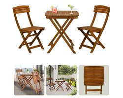 Compacte Houten Bistroset - Inklapbare Tuinmeubelset - Acaia Houten Tuintafel met Stoelen - Tuinset - Ideaal voor Tuin of Balkon - Balkonset